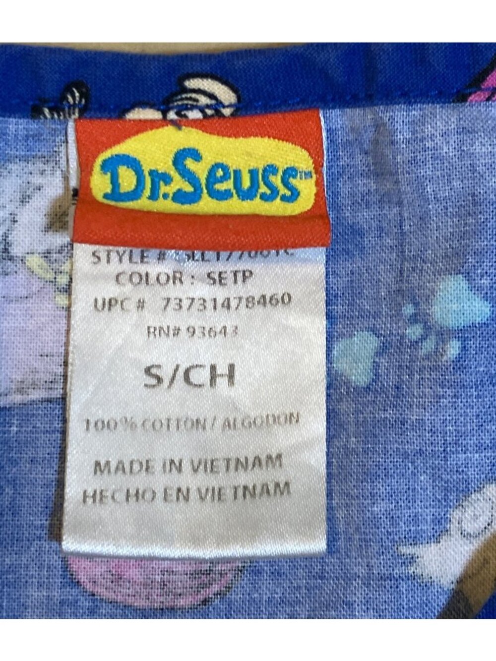 Dr. Seuss What Pet Should I Get  SM Scrub Top Royal Blue Paw-fect! 100% Cotton - Picture 4 of 8